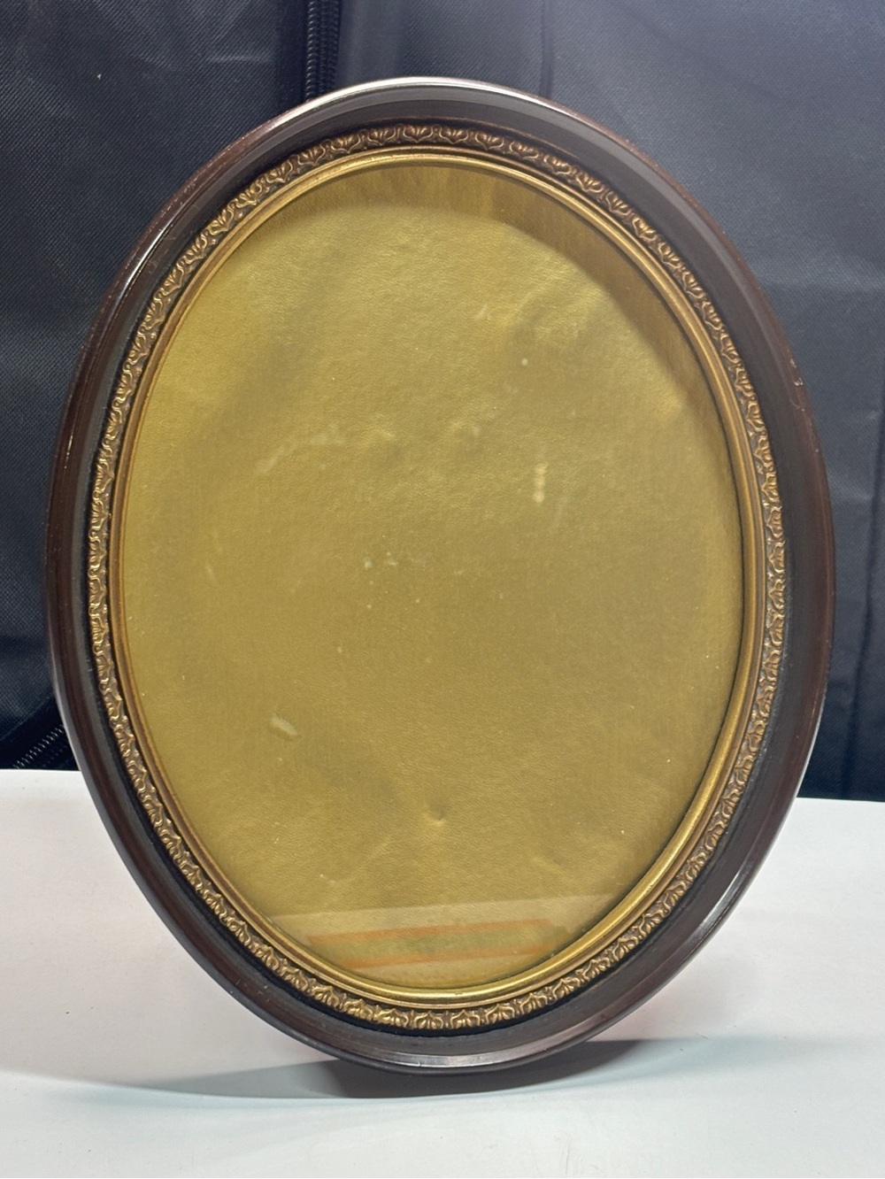 Ornate Gold Tone Oval Frame 9”x 10" Velvet Back Desk Vintage Grandma Core